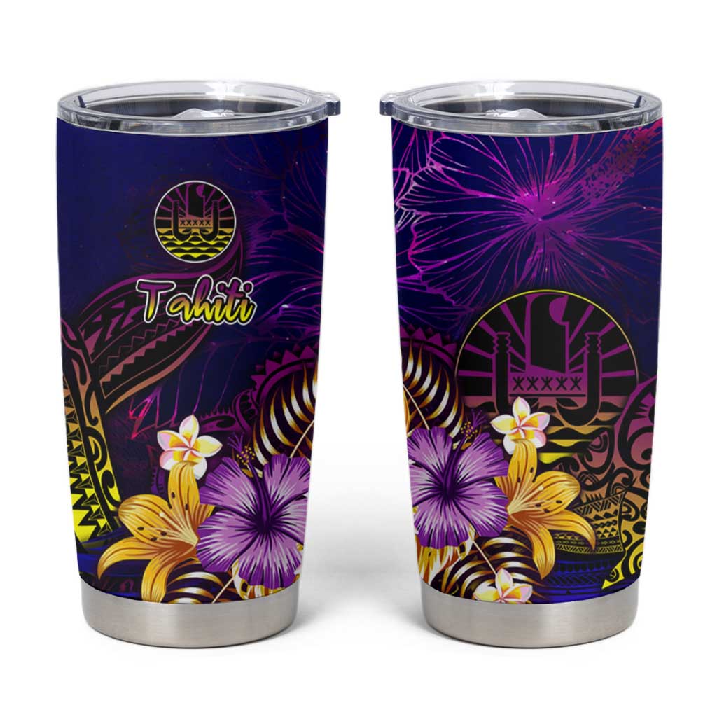 Tahiti French Polynesia Tumbler Cup Whale Hibiscus Polynesian