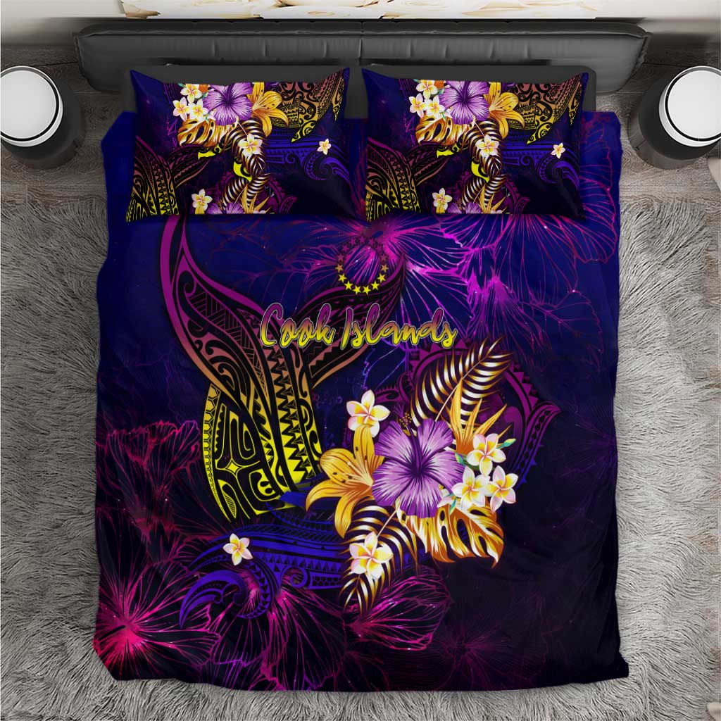 Cook Islands Bedding Set Whale Hibiscus Polynesian