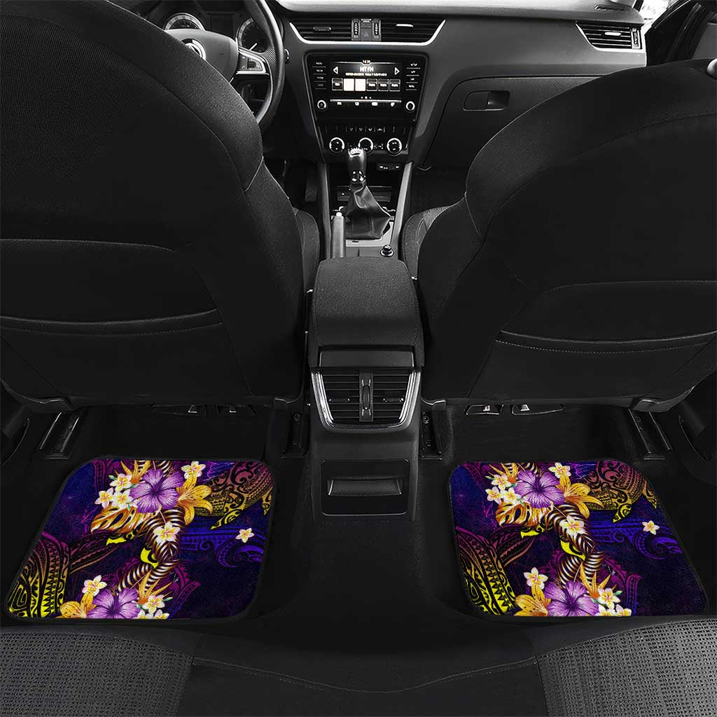 Cook Islands Car Mats Whale Hibiscus Polynesian DT02 Set 2pcs - Back Purple - Polynesian Pride