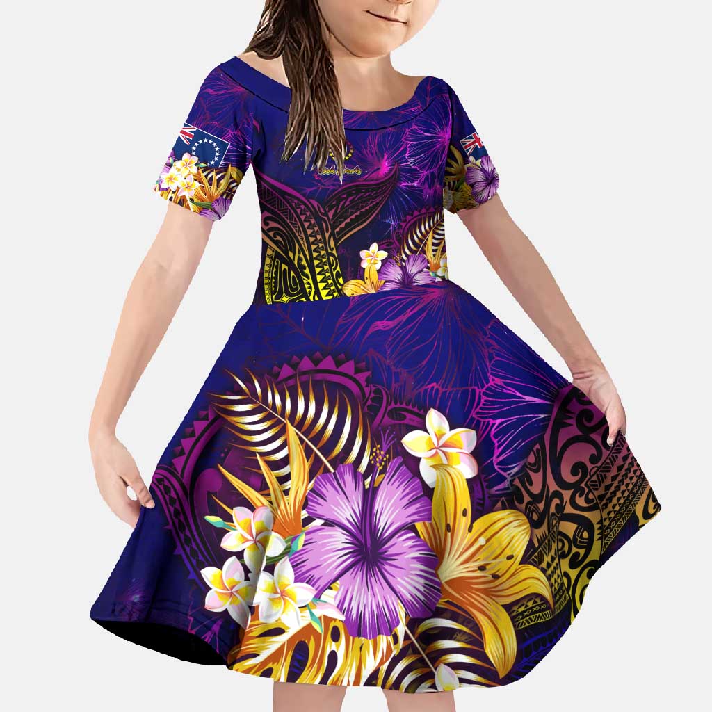 Cook Islands Family Matching Mermaid Dress and Hawaiian Shirt Whale Hibiscus Polynesian