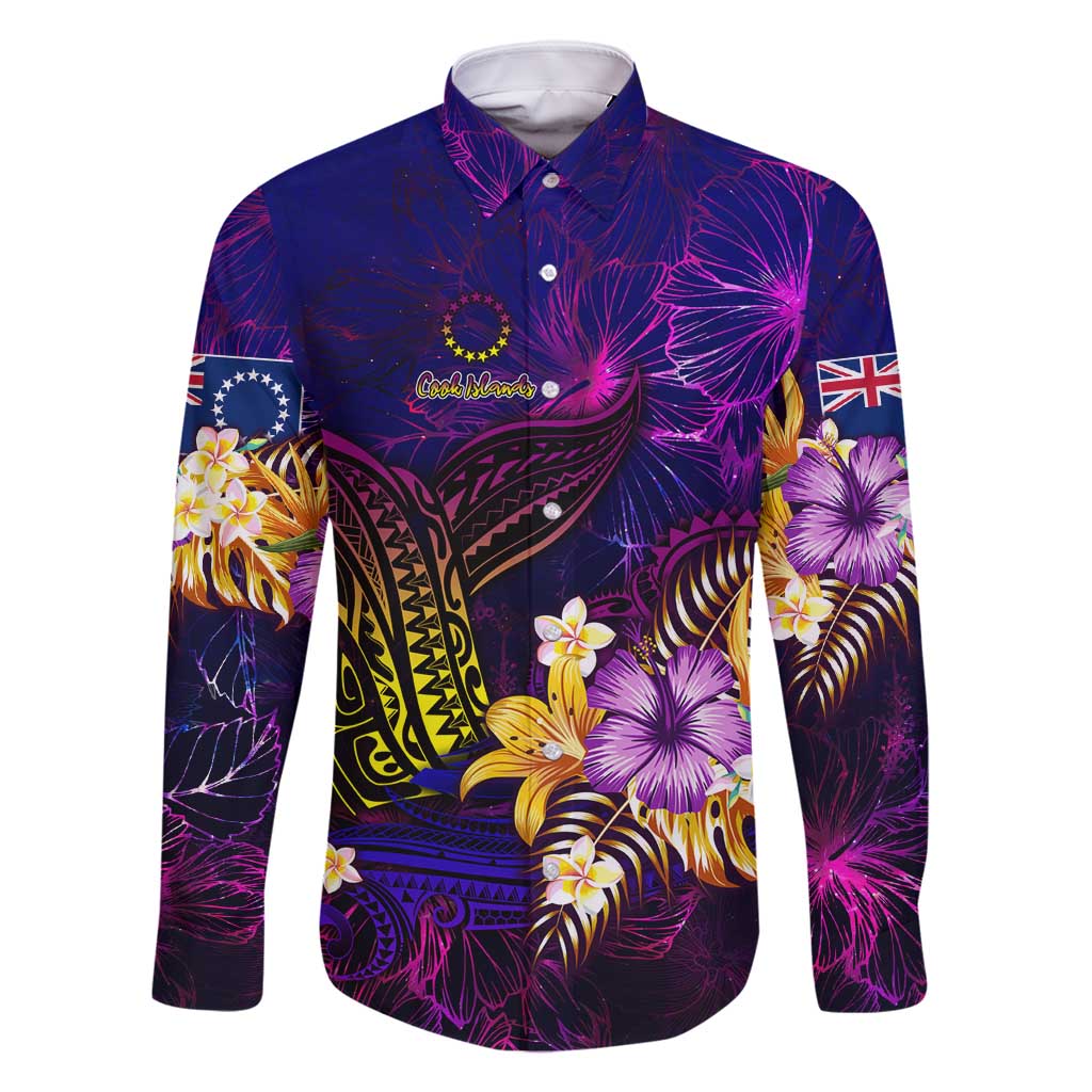 Cook Islands Family Matching Off Shoulder Short Dress and Hawaiian Shirt Whale Hibiscus Polynesian