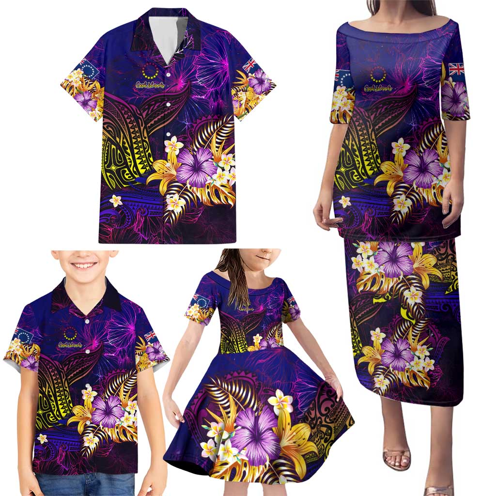 Cook Islands Family Matching Puletasi and Hawaiian Shirt Whale Hibiscus Polynesian DT02 - Polynesian Pride
