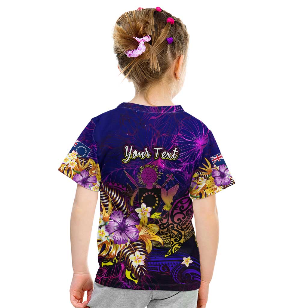 Cook Islands Kid T Shirt Whale Hibiscus Polynesian