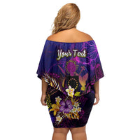 Cook Islands Off Shoulder Short Dress Whale Hibiscus Polynesian