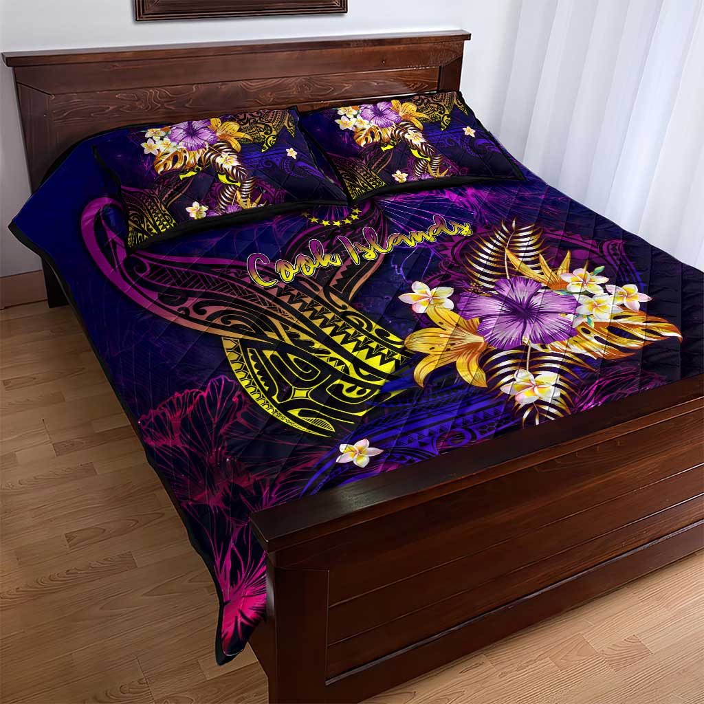 Cook Islands Quilt Bed Set Whale Hibiscus Polynesian DT02 - Polynesian Pride