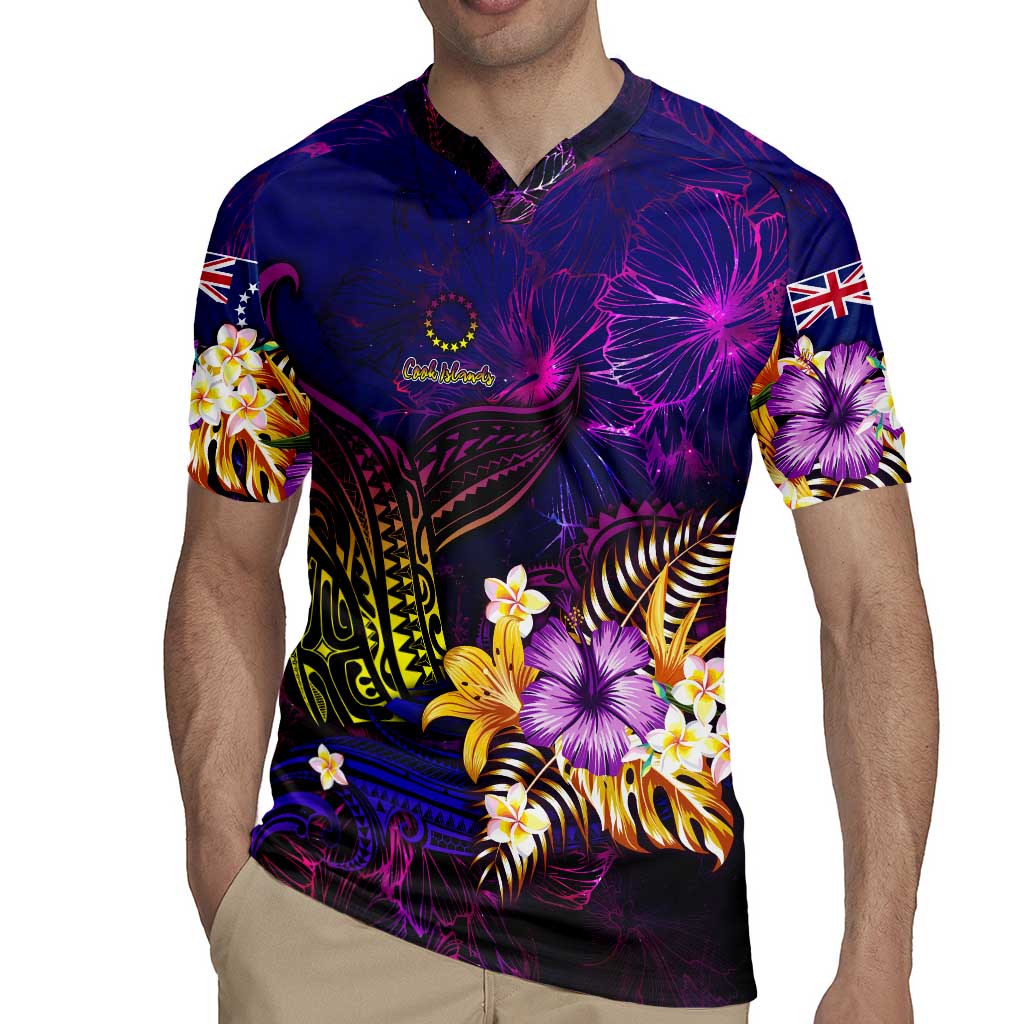 Cook Islands Rugby Jersey Whale Hibiscus Polynesian DT02 - Polynesian Pride