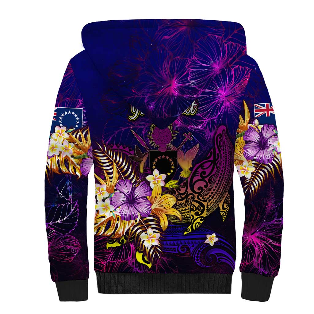 Cook Islands Sherpa Hoodie Whale Hibiscus Polynesian DT02 - Polynesian Pride