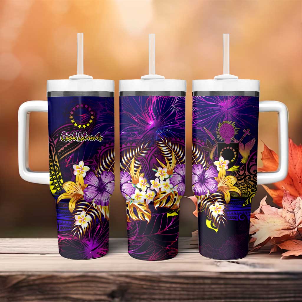 Cook Islands Tumbler With Handle Whale Hibiscus Polynesian