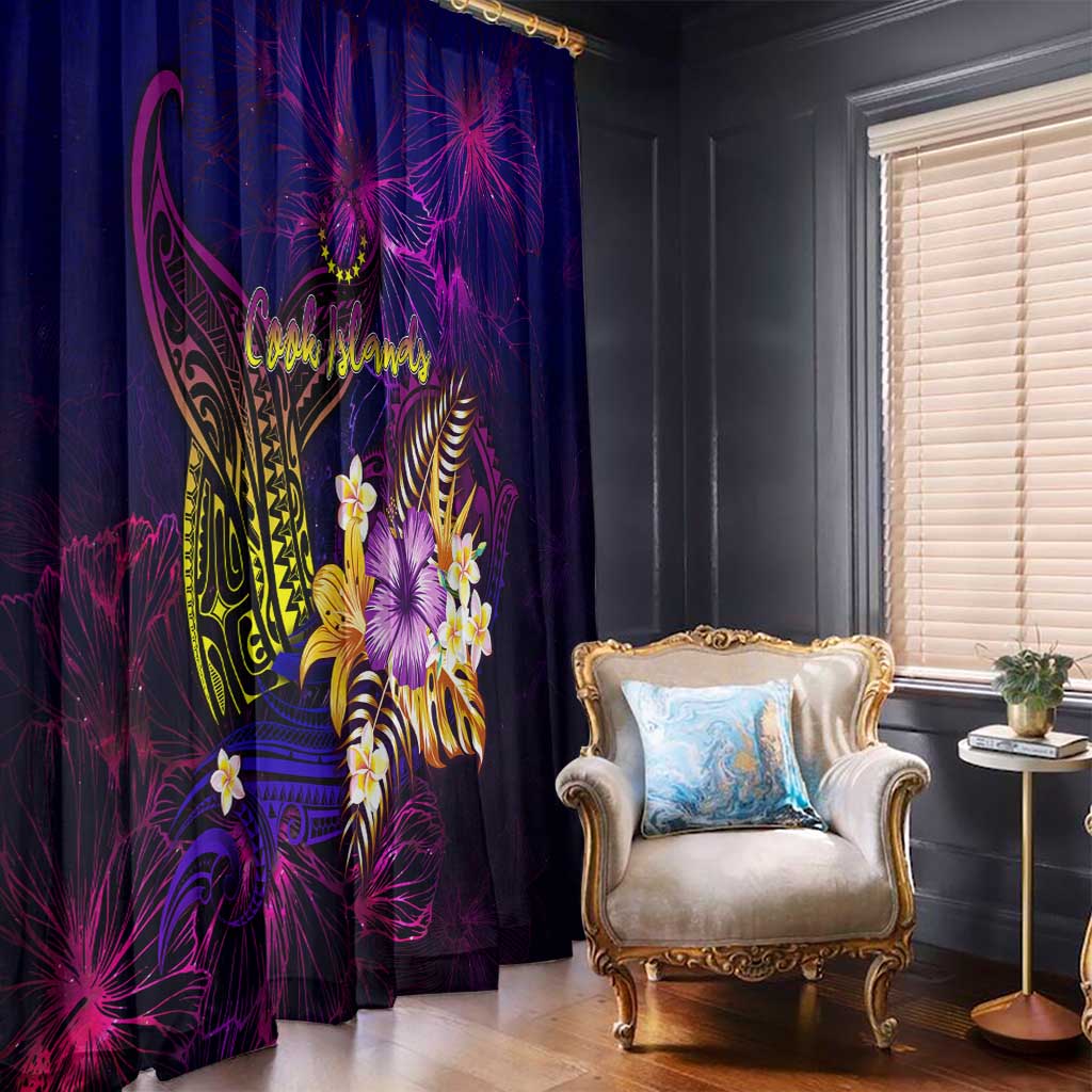 Cook Islands Window Curtain Whale Hibiscus Polynesian DT02 - Polynesian Pride