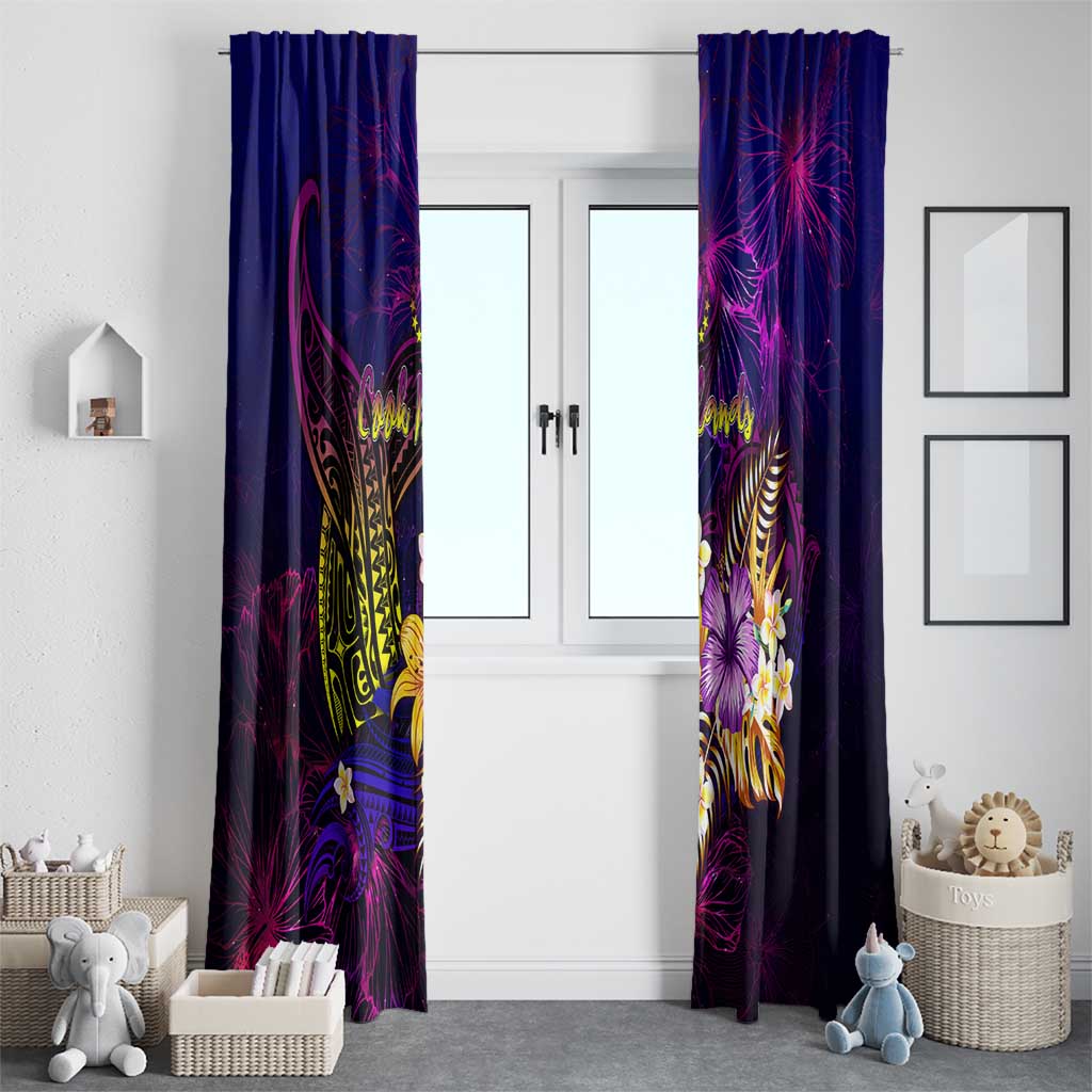 Cook Islands Window Curtain Whale Hibiscus Polynesian DT02 - Polynesian Pride