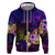 Cook Islands Zip Hoodie Whale Hibiscus Polynesian