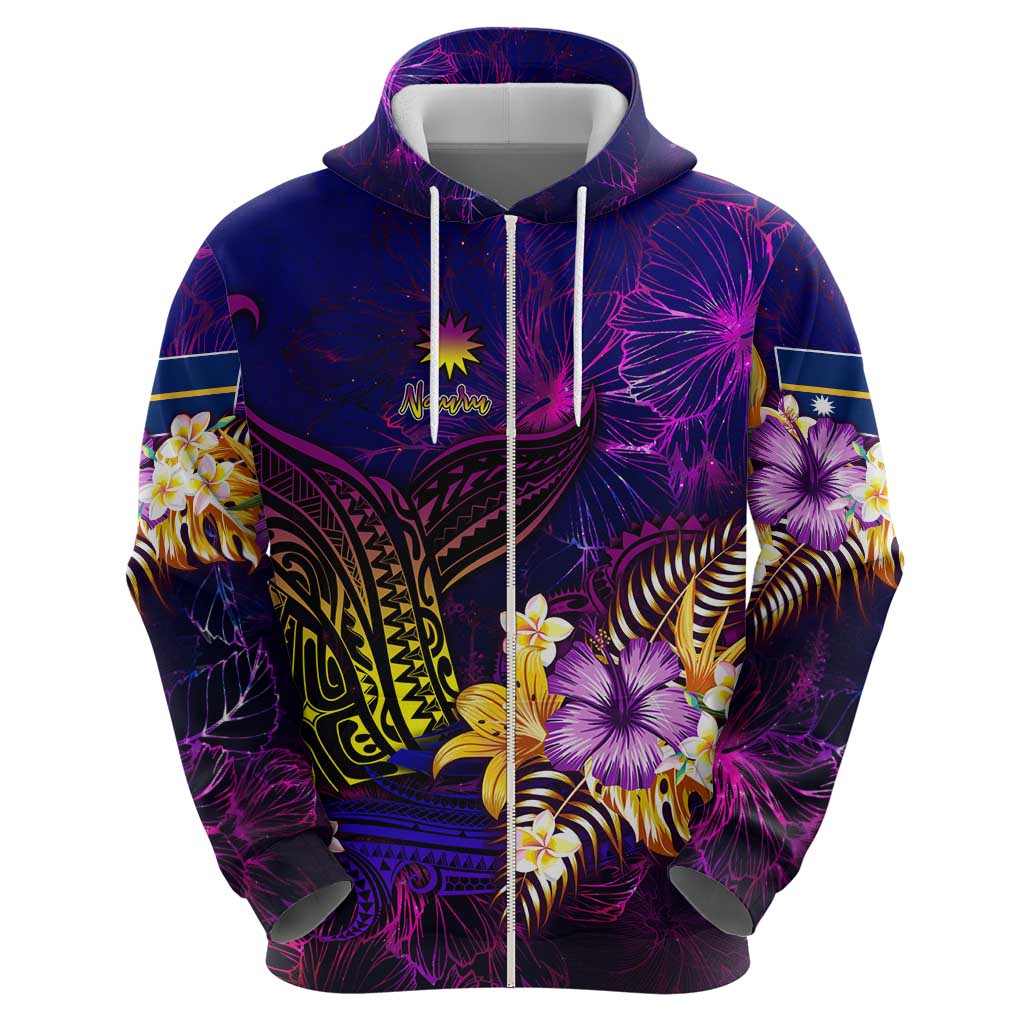 Nauru Hoodie Whale Hibiscus Polynesian