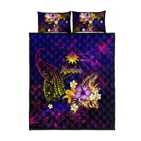 Nauru Quilt Bed Set Whale Hibiscus Polynesian