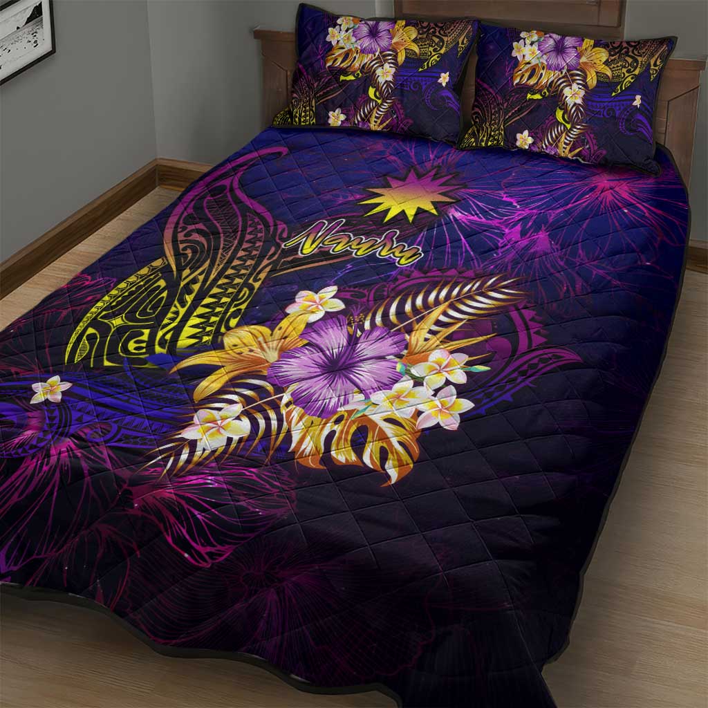 Nauru Quilt Bed Set Whale Hibiscus Polynesian