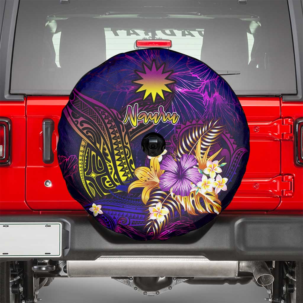 Nauru Spare Tire Cover Whale Hibiscus Polynesian