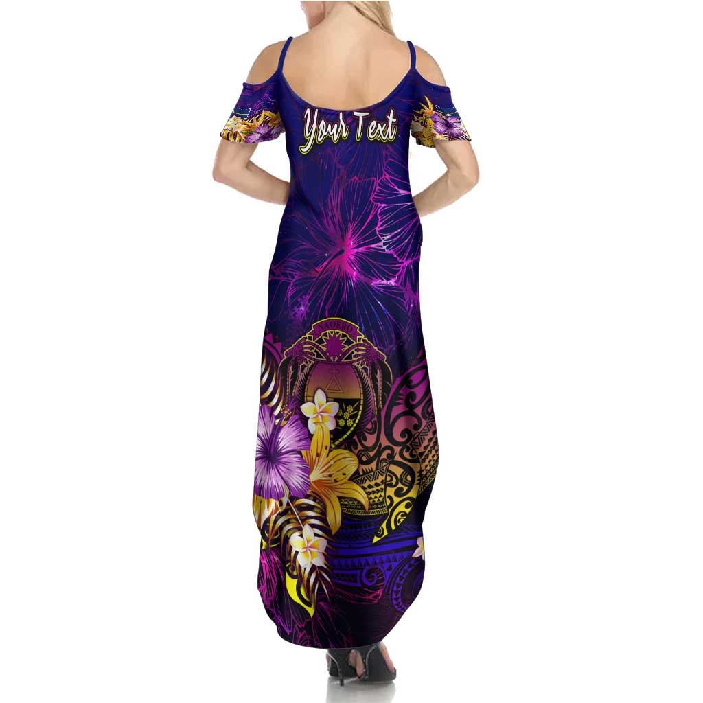 Nauru Summer Maxi Dress Whale Hibiscus Polynesian