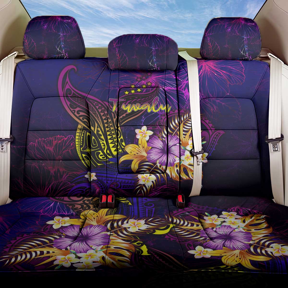 Tuvalu Back Car Seat Cover Whale Hibiscus Polynesian