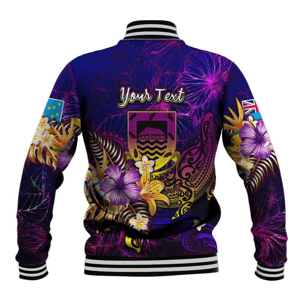 Tuvalu Baseball Jacket Whale Hibiscus Polynesian DT02 - Polynesian Pride