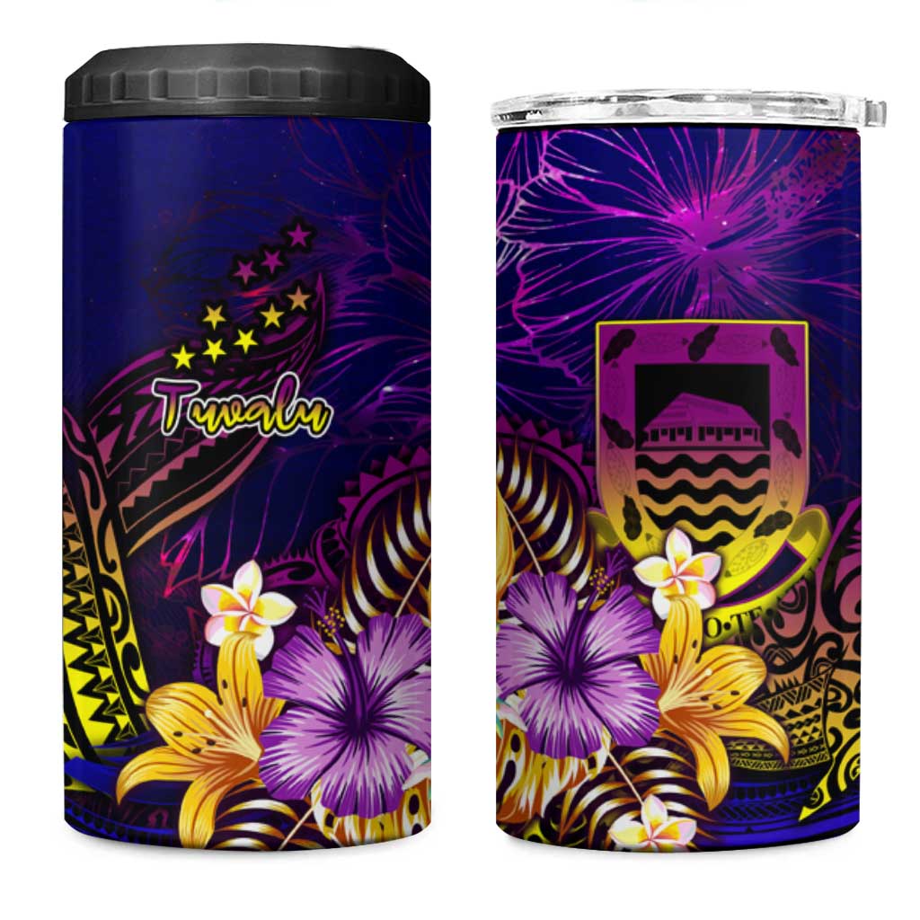 Tuvalu 4 in 1 Can Cooler Tumbler Whale Hibiscus Polynesian DT02 One Size: 16 oz Purple - Polynesian Pride