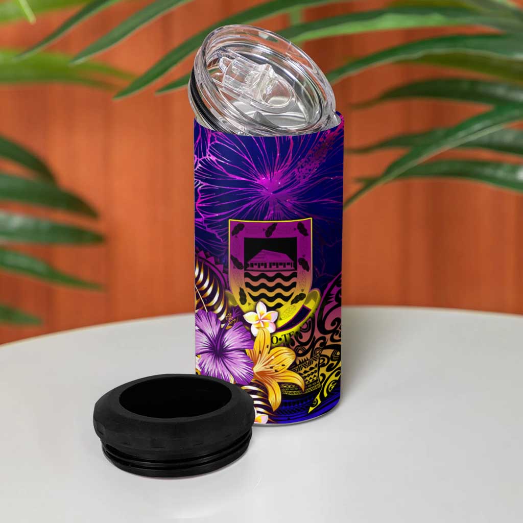 Tuvalu 4 in 1 Can Cooler Tumbler Whale Hibiscus Polynesian DT02 - Polynesian Pride