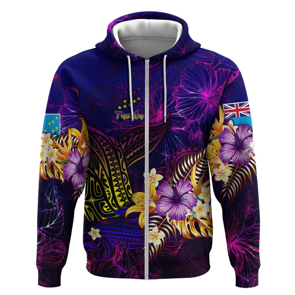 Tuvalu Hoodie Whale Hibiscus Polynesian