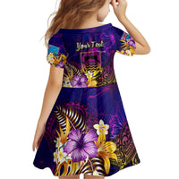 Tuvalu Kid Short Sleeve Dress Whale Hibiscus Polynesian DT02 - Polynesian Pride