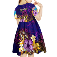 Tuvalu Kid Short Sleeve Dress Whale Hibiscus Polynesian DT02 - Polynesian Pride