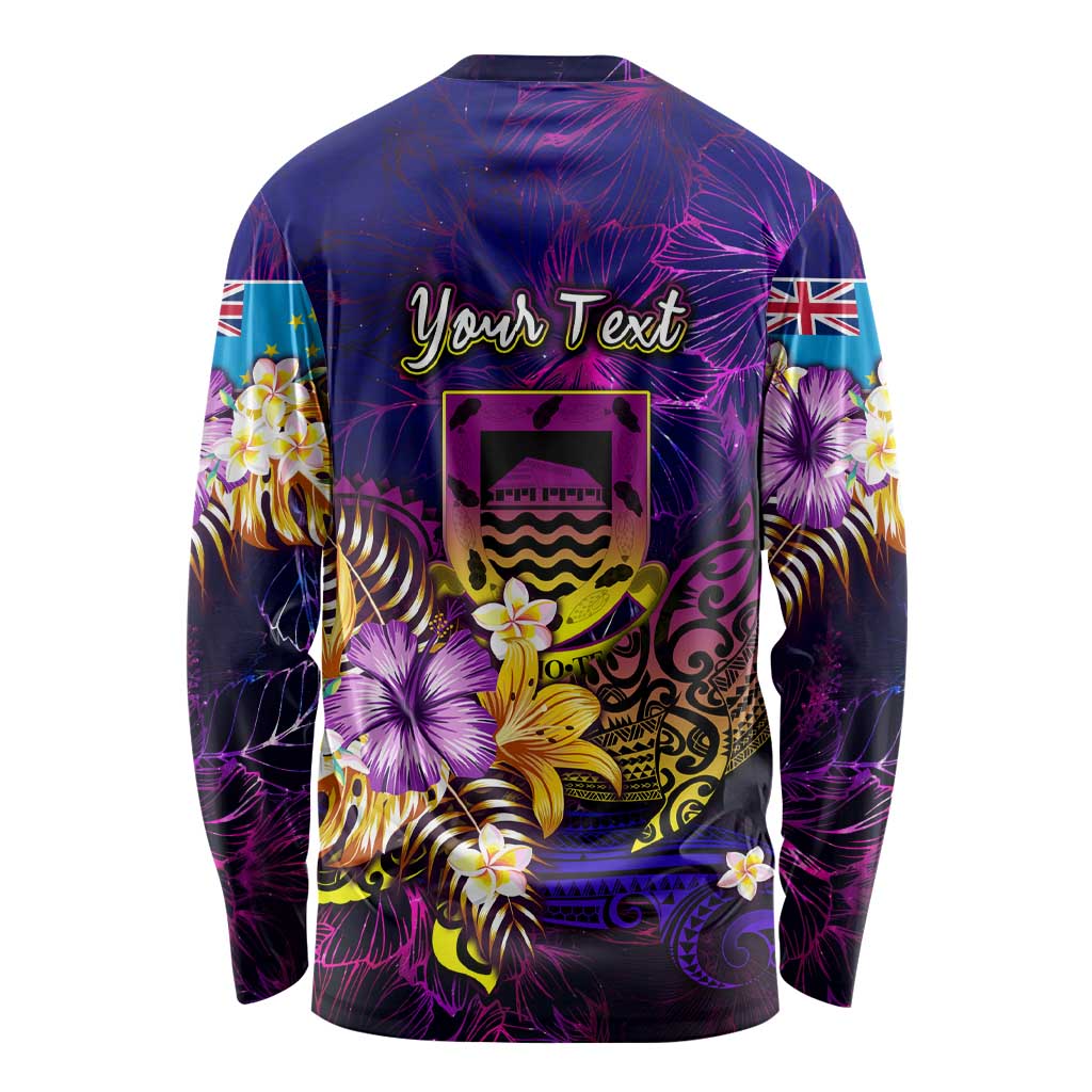 Tuvalu Long Sleeve Shirt Whale Hibiscus Polynesian DT02 - Polynesian Pride