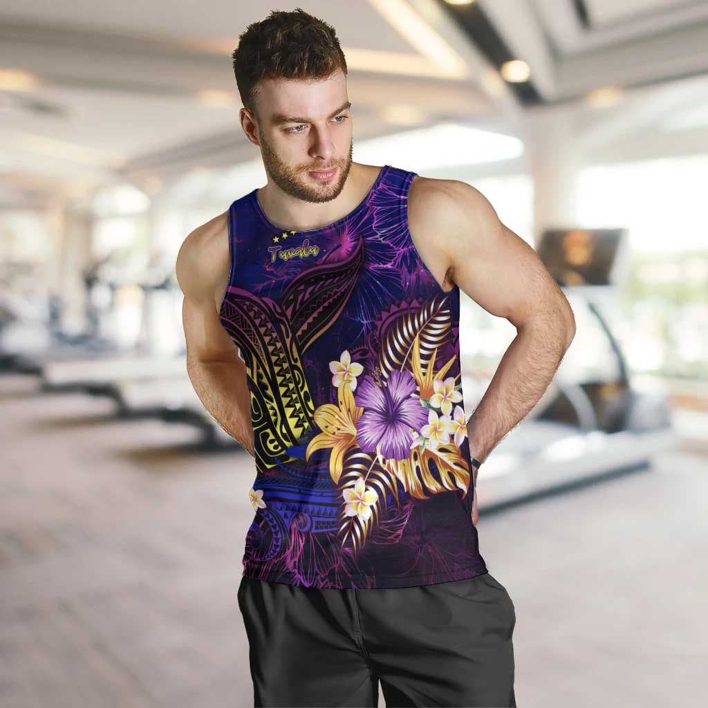 Tuvalu Men Tank Top Whale Hibiscus Polynesian DT02 Purple - Polynesian Pride