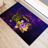 Tuvalu Rubber Doormat Whale Hibiscus Polynesian DT02 - Polynesian Pride