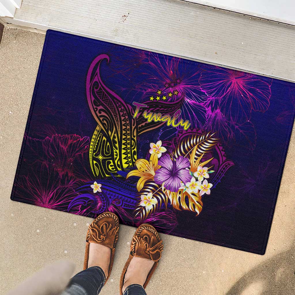 Tuvalu Rubber Doormat Whale Hibiscus Polynesian DT02 - Polynesian Pride