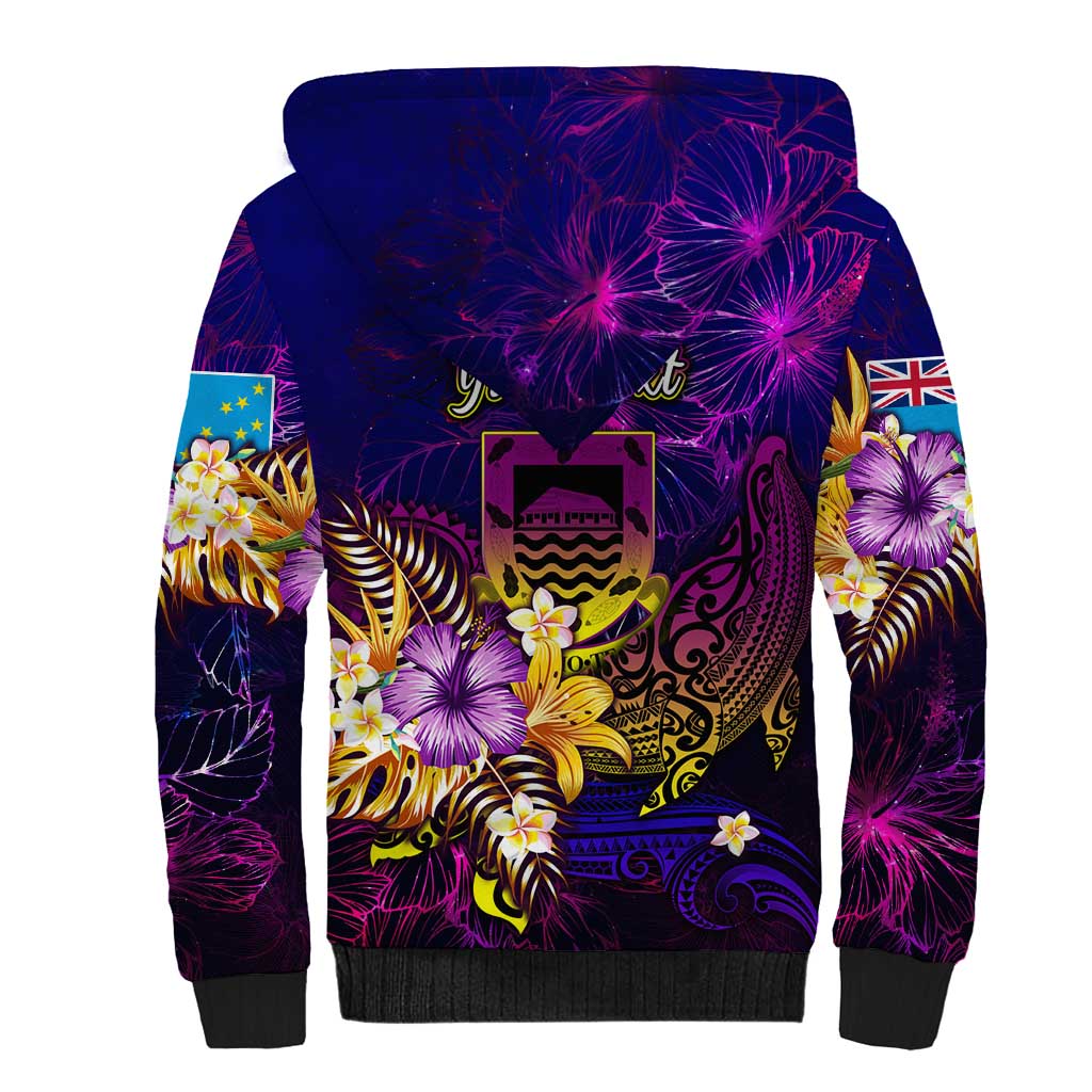Tuvalu Sherpa Hoodie Whale Hibiscus Polynesian DT02 - Polynesian Pride