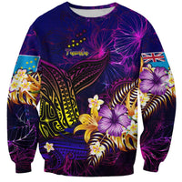 Tuvalu Sweatshirt Whale Hibiscus Polynesian DT02 Unisex Purple - Polynesian Pride