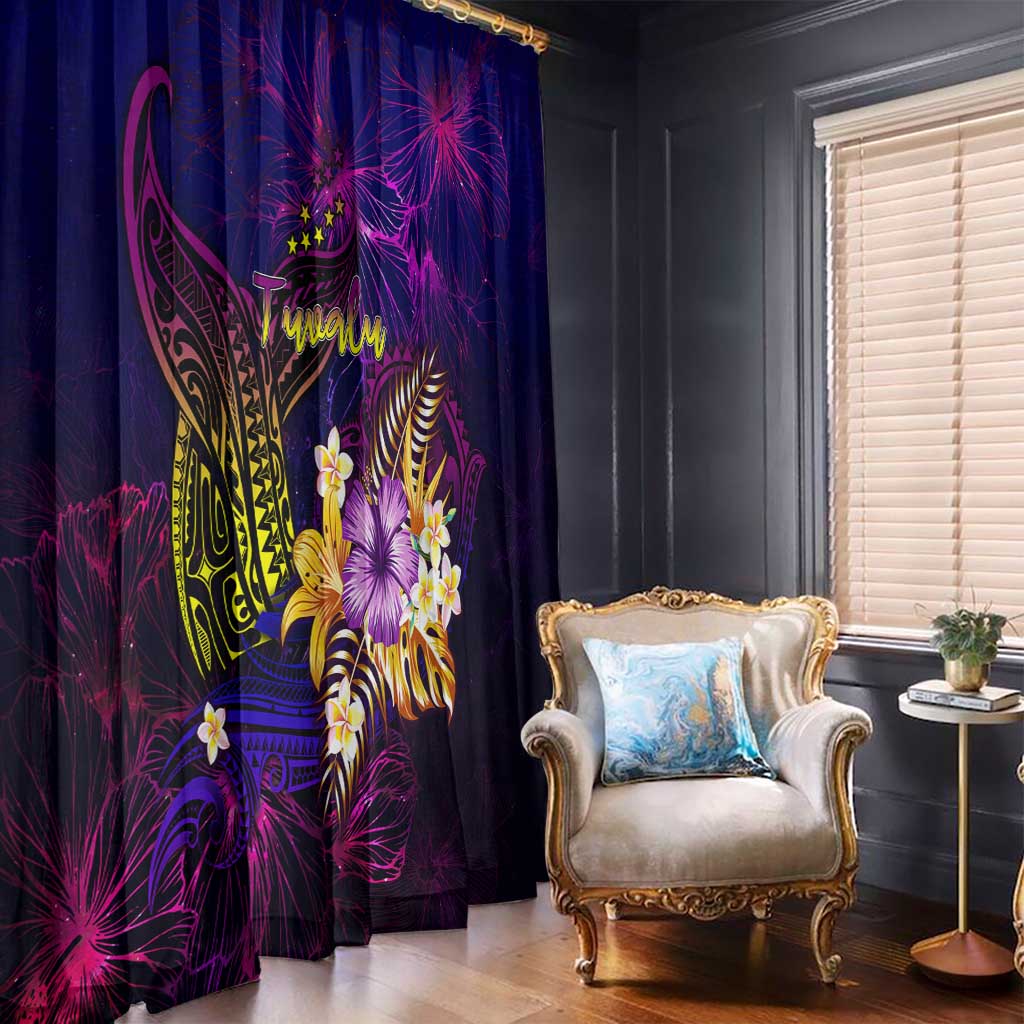 Tuvalu Window Curtain Whale Hibiscus Polynesian DT02 - Polynesian Pride