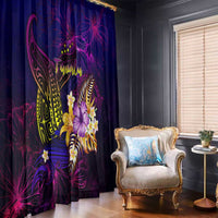 Tuvalu Window Curtain Whale Hibiscus Polynesian DT02 - Polynesian Pride