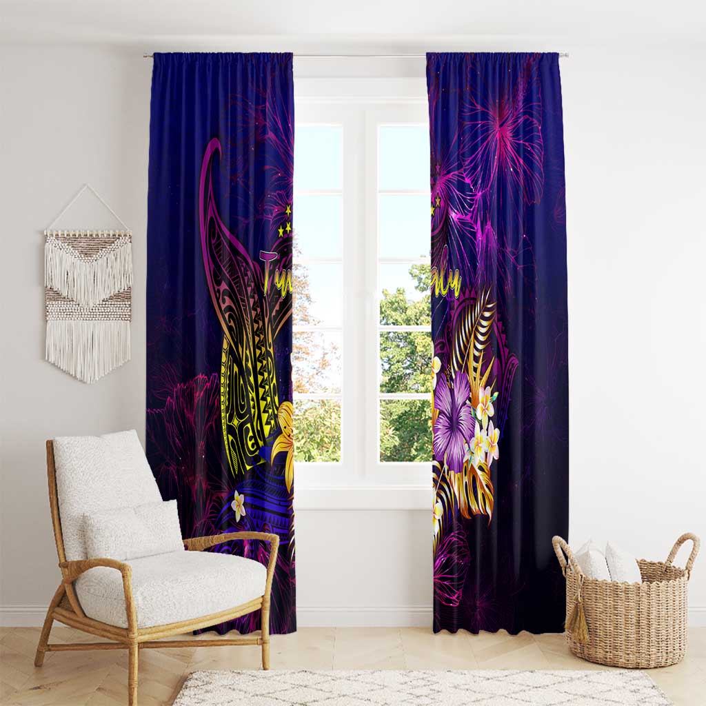 Tuvalu Window Curtain Whale Hibiscus Polynesian DT02 - Polynesian Pride
