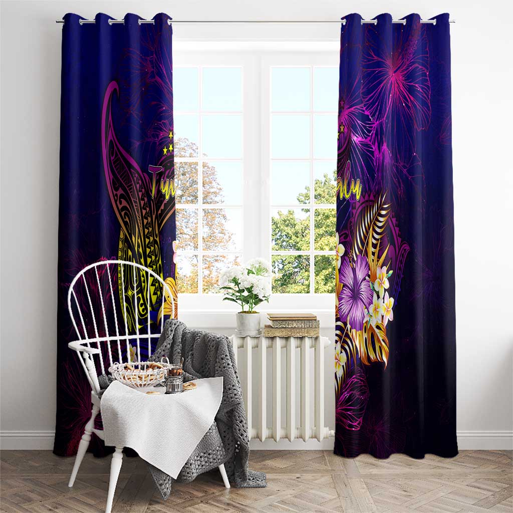Tuvalu Window Curtain Whale Hibiscus Polynesian DT02 - Polynesian Pride