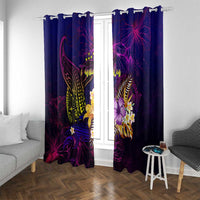 Tuvalu Window Curtain Whale Hibiscus Polynesian DT02 With Grommets Purple - Polynesian Pride