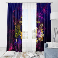 Tuvalu Window Curtain Whale Hibiscus Polynesian DT02 - Polynesian Pride