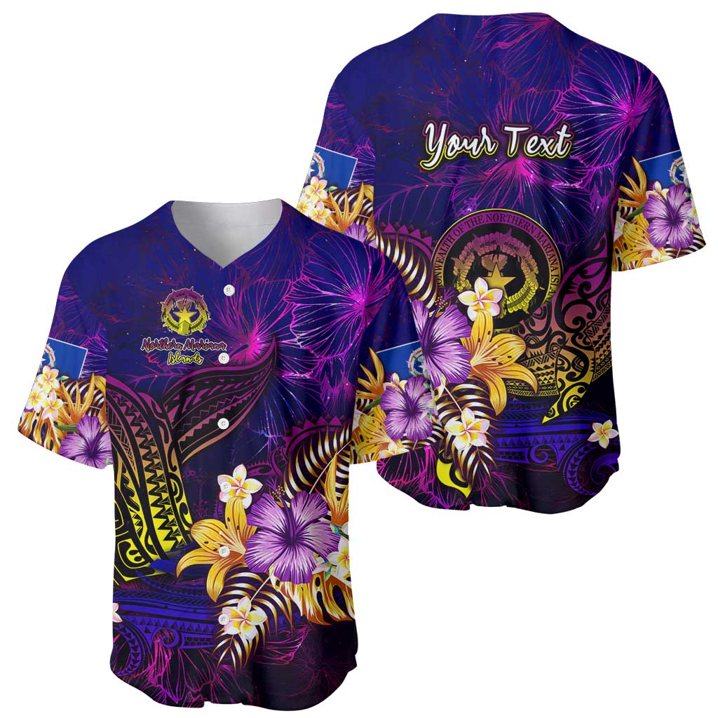 Northern Mariana Islands Baseball Jersey Whale Hibiscus Polynesian
