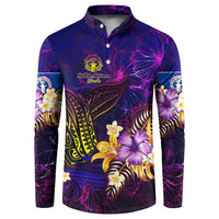 Northern Mariana Islands Button Sweatshirt Whale Hibiscus Polynesian