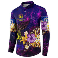 Northern Mariana Islands Button Sweatshirt Whale Hibiscus Polynesian