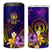 Northern Mariana Islands 4 in 1 Can Cooler Tumbler Whale Hibiscus Polynesian