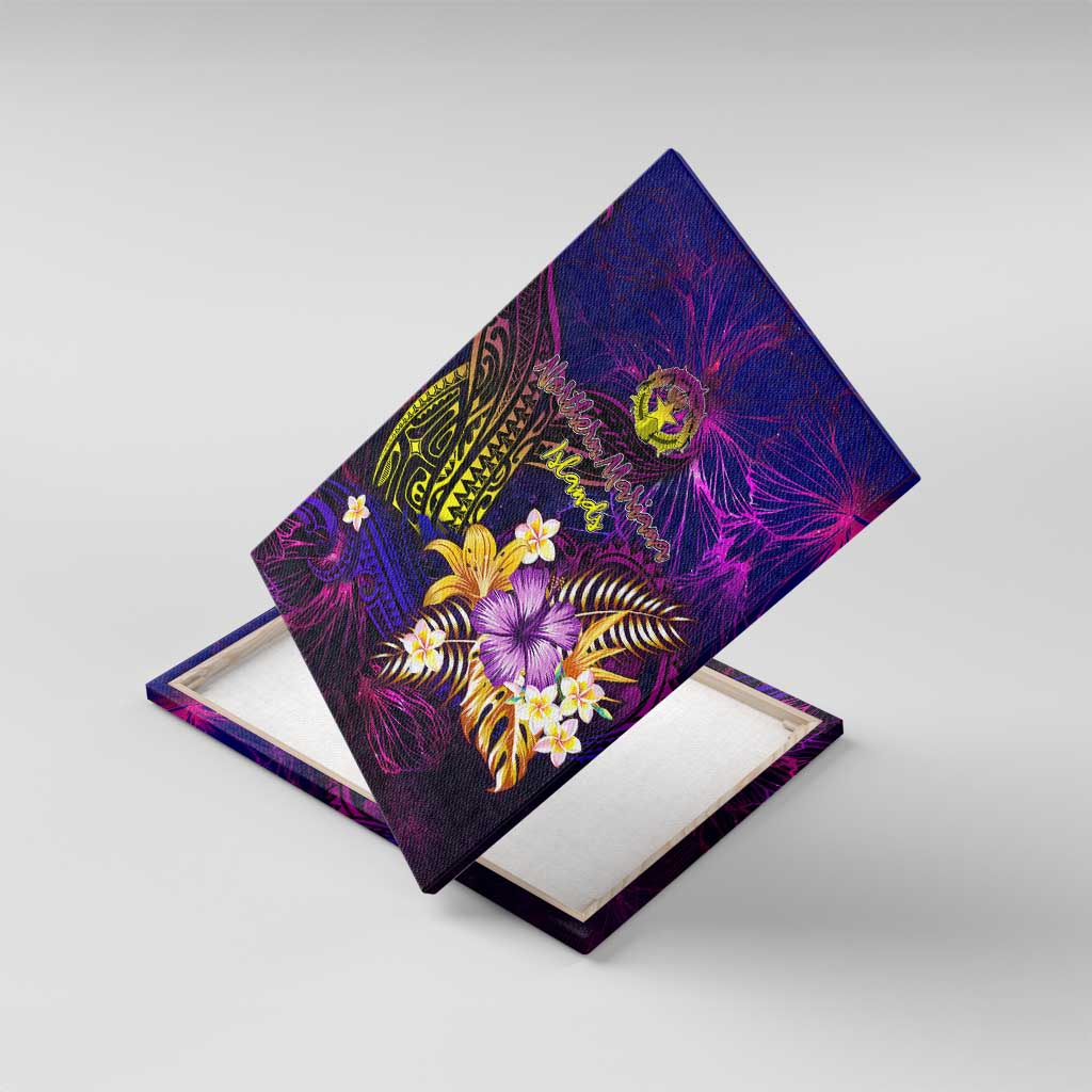 Northern Mariana Islands Canvas Wall Art Whale Hibiscus Polynesian