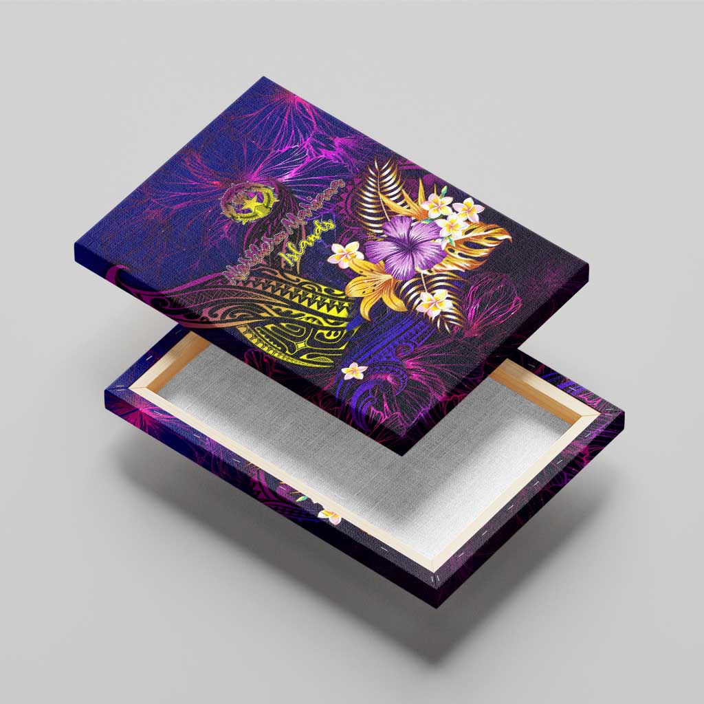 Northern Mariana Islands Canvas Wall Art Whale Hibiscus Polynesian