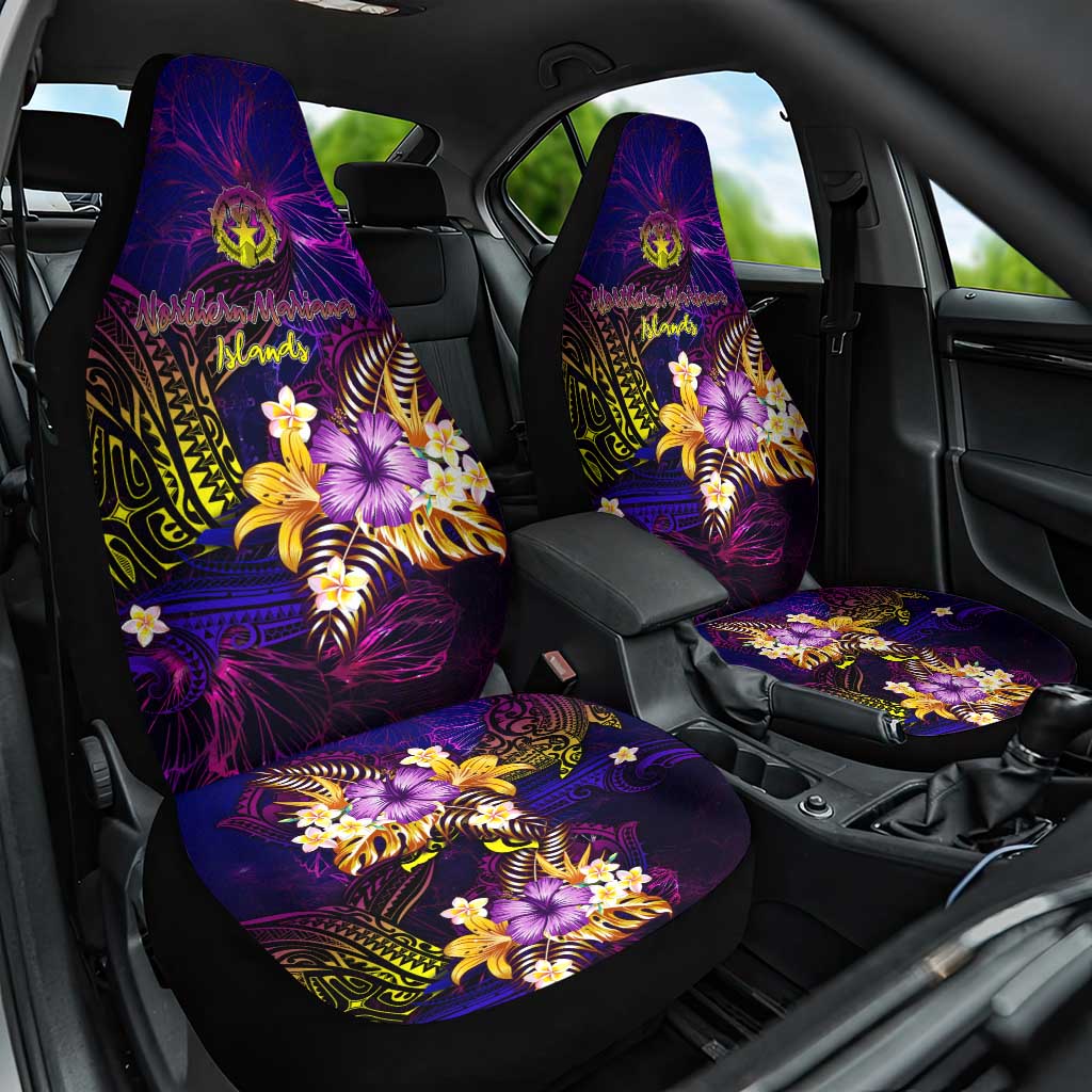 Northern Mariana Islands Car Seat Cover Whale Hibiscus Polynesian