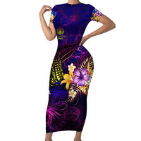 Northern Mariana Islands Family Matching Short Sleeve Bodycon Dress and Hawaiian Shirt Whale Hibiscus Polynesian