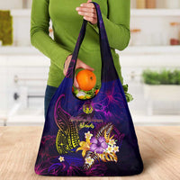 Northern Mariana Islands Grocery Bag Whale Hibiscus Polynesian