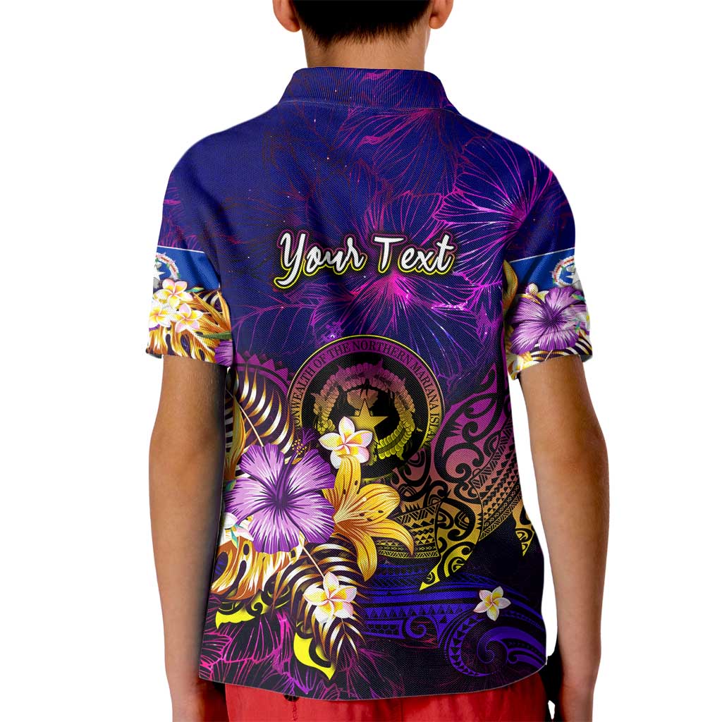 Northern Mariana Islands Kid Polo Shirt Whale Hibiscus Polynesian