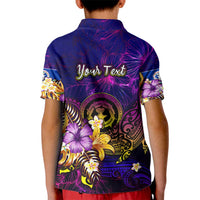 Northern Mariana Islands Kid Polo Shirt Whale Hibiscus Polynesian